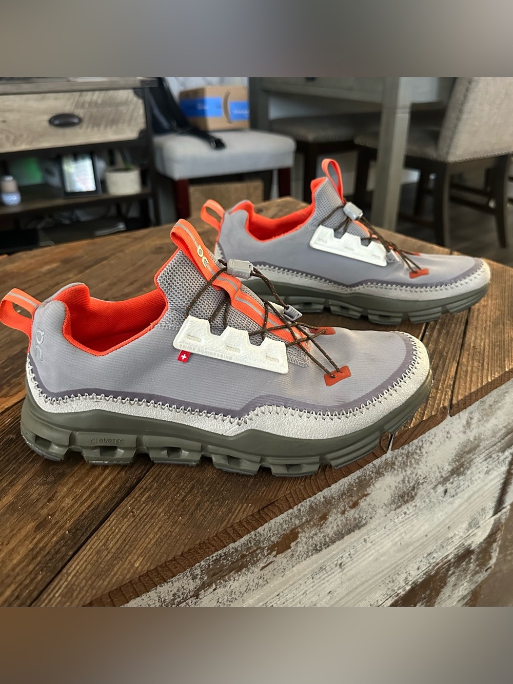 On Running Cloud Grey with Orange Accent Men's Trail Sneakers